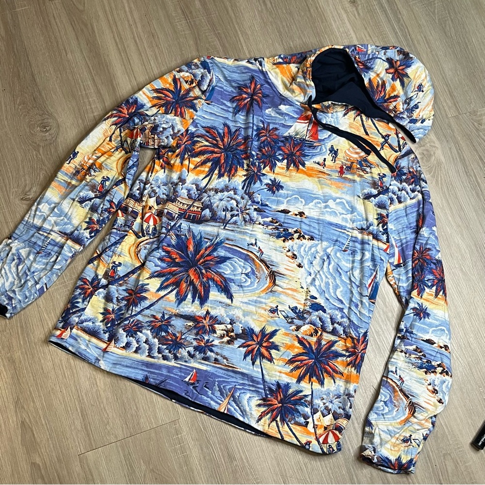 Men’s‎ Polo Ralph Lauren Reversible Tropical Hawaii Print Hooded Pullover Medium